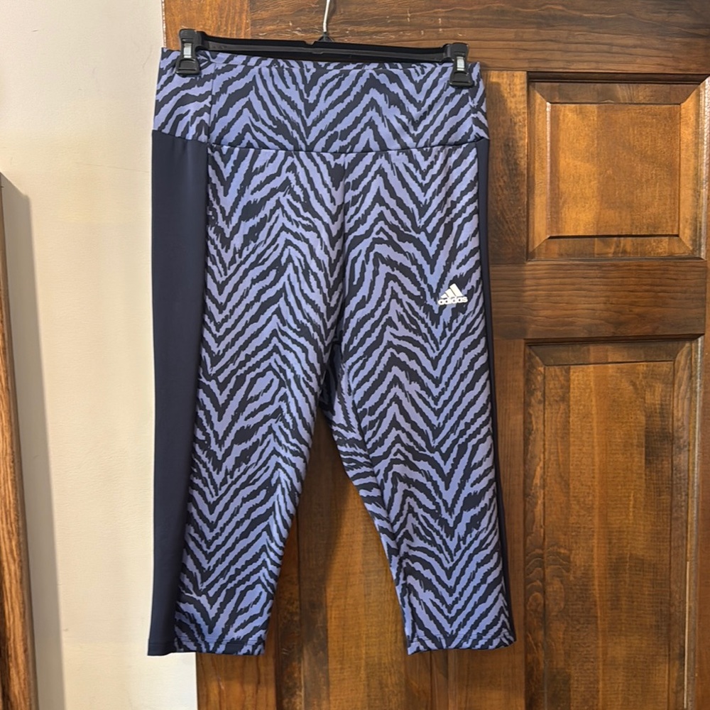 adidas purple and Black Leggings Zebra Print